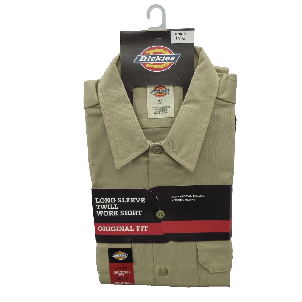 Dickies Shirt Mens Medium Long Sleeve Twill Work Original Fit Stain Release New